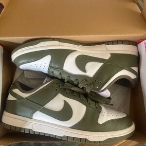 Nike women’s Dunk Low — Olive Green / White
